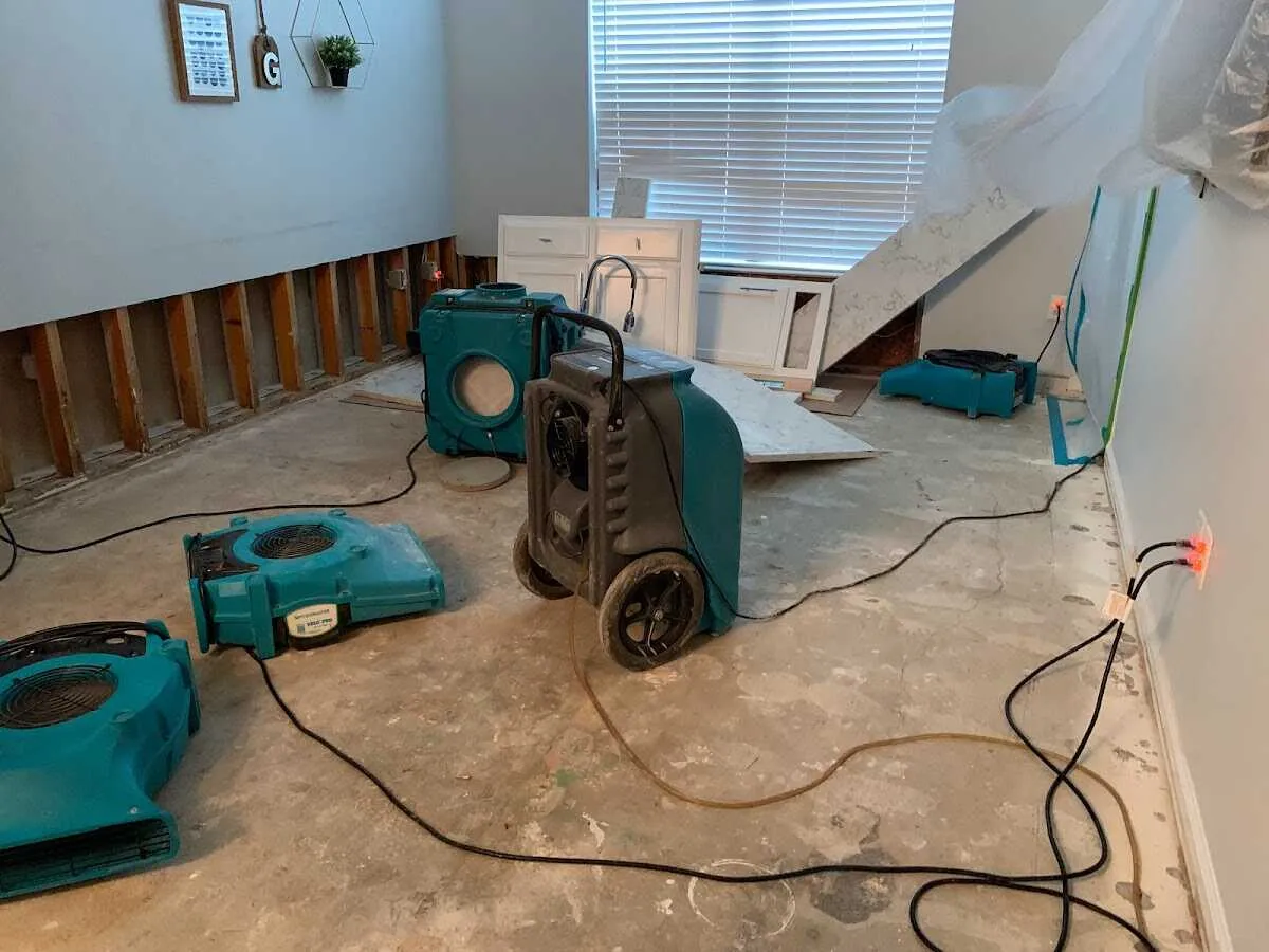 Dehumidifier in flood-cut room for Water Extraction & Removal in Fuquay